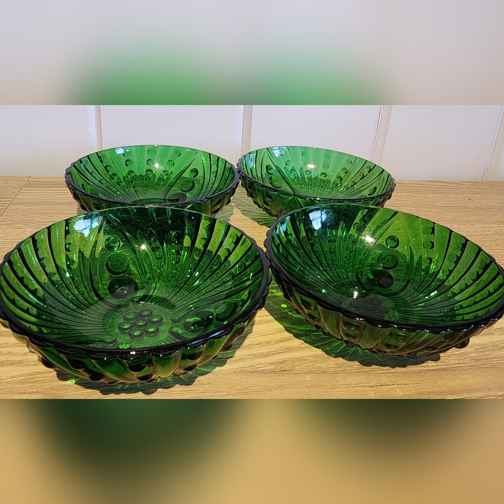 Vntg Burple Anchor Hocking Glass Footed Dishes Lot Of 4